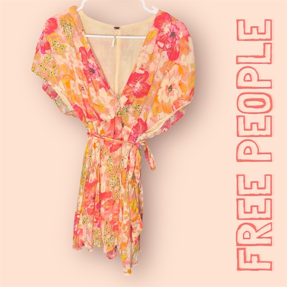 Free People freddy tie-side mini dress in multi floral size small - Picture 5 of 10